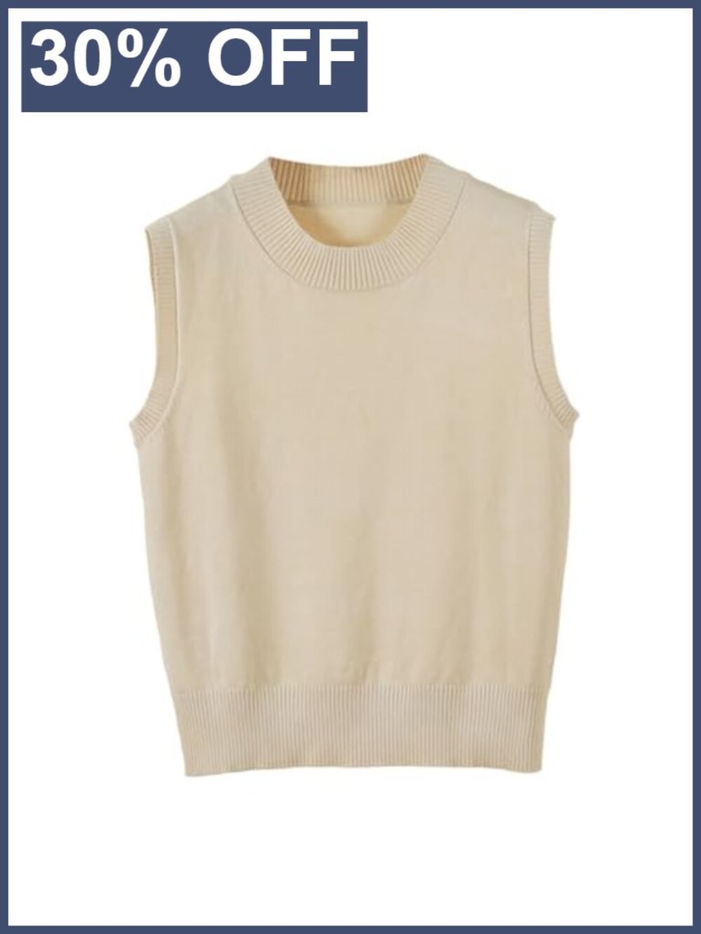 Women's Ribbed Knit Sweater Vest Crew Neck Sleeveless Pullover Tank Top